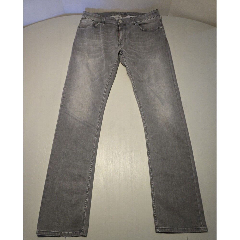 Robert Graham Mens Jeans Slim Straight Stretch 34x32 Casual Gray